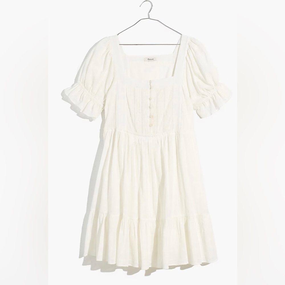 Madewell Puff Sleeve Drawstring Mini Dress NF872 White L